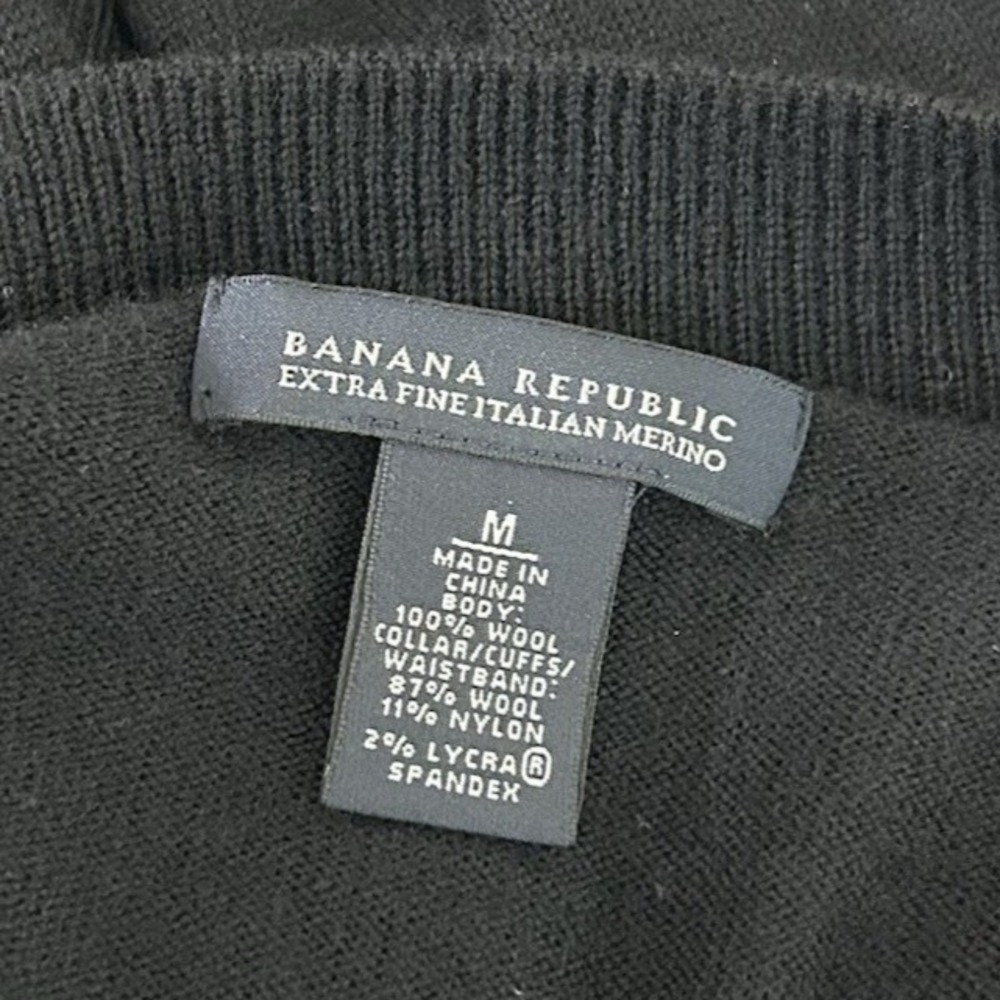 Banana Republic Short Cardigan Women's Medium Black Wool Crop Long Sleeve 00's - Picture 5 of 7